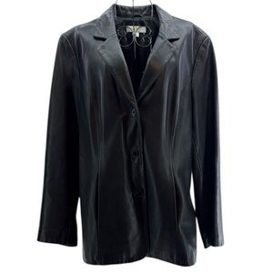 Vintage Casual Corner Black 100% Soft Genuine Leather Women's Jacket Size L